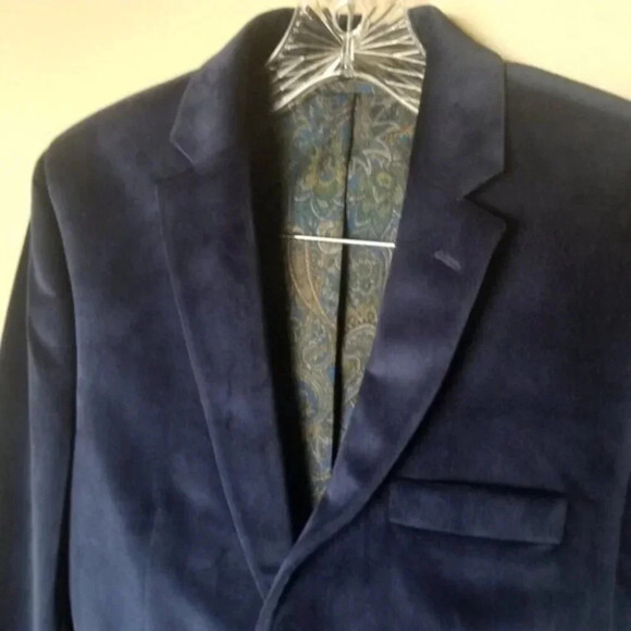 Ralph Lauren Navy Velvet Blazer Paisley Lined M - Picture 8 of 11